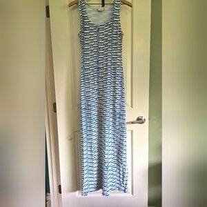 ECI NEW YORK teal/white striped maxi dress